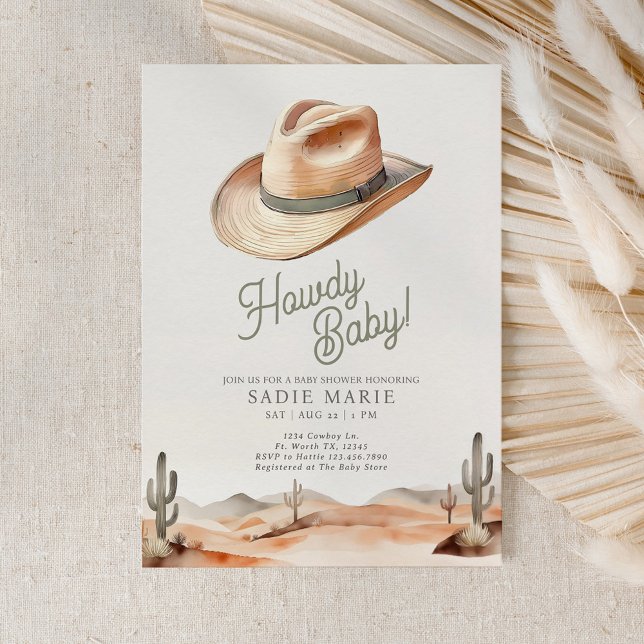 Howdy Baby Western Desert Baby Shower Einladung (Von Creator hochgeladen)
