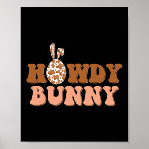 Howdy Bunny Oaster Country Western Poster