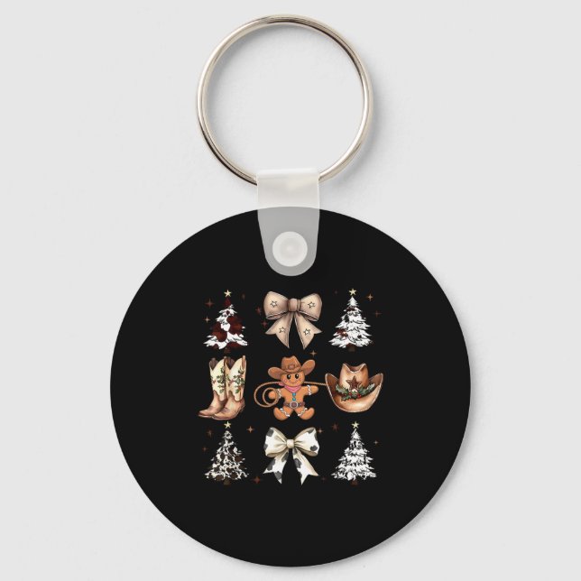 Howdy Christmas Cowboy Cowgirl Gingerbread Coquett Schlüsselanhänger (Vorderseite)