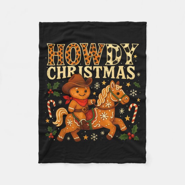 Howdy Christmas Cowboy Gingerbread Design  Fleecedecke (Vorderseite)