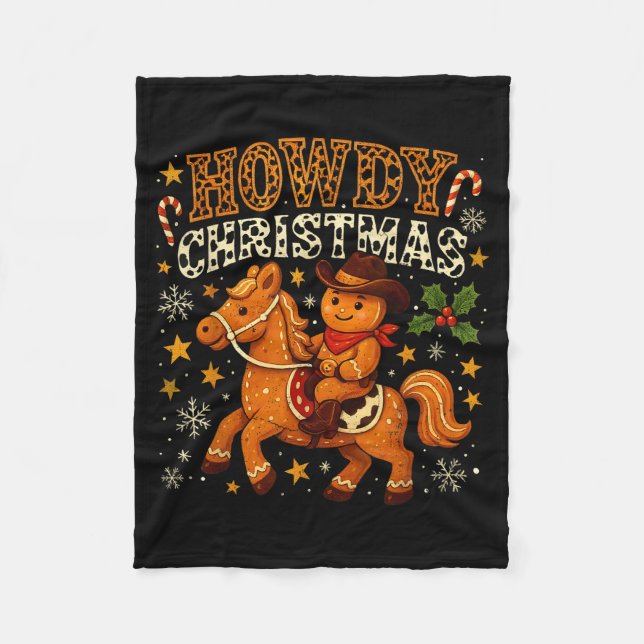 Howdy Christmas Cowboy Gingerbread Design  Fleecedecke (Vorderseite)