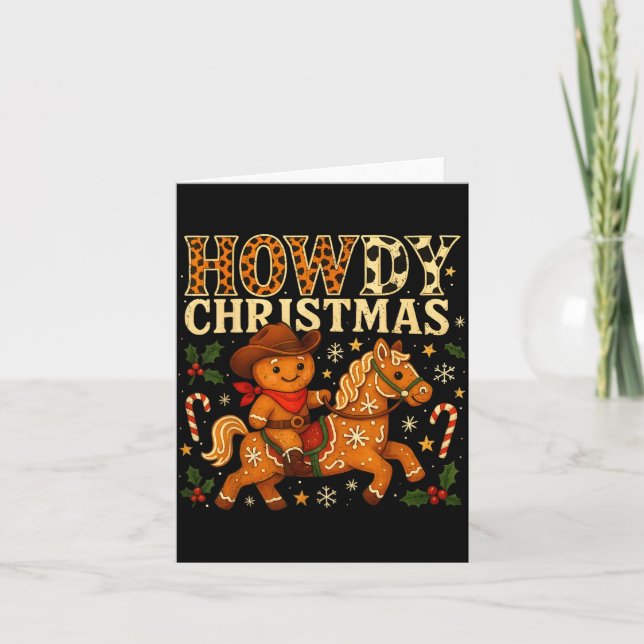 Howdy Christmas Cowboy Gingerbread Design  Karte (Vorderseite)