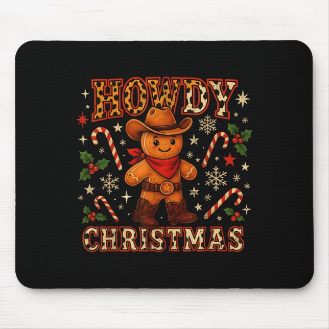 Howdy Christmas Cowboy Gingerbread Design  Mousepad (Vorne)