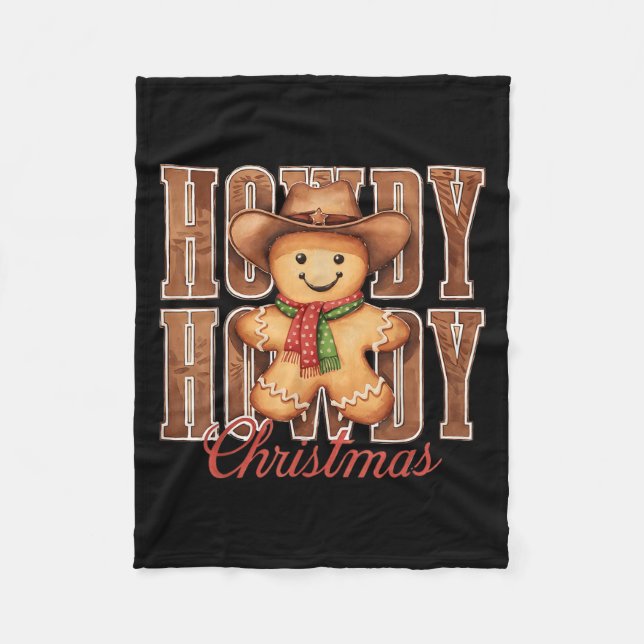 Howdy Christmas Cowboy Gingerbread Man Western Cou Fleecedecke (Vorderseite)