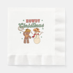 Howdy Christmas Cowboy Snowman Western Funny Serviette