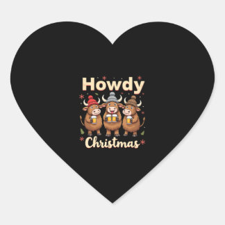 Howdy Christmas Funny Highland Cow Xmas Cows Lover Herz-Aufkleber