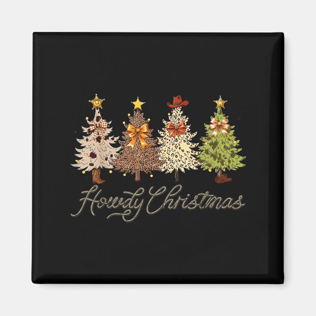 Howdy Christmas Tree Coquette Bow Western Cowboy C Magnet (Vorne)