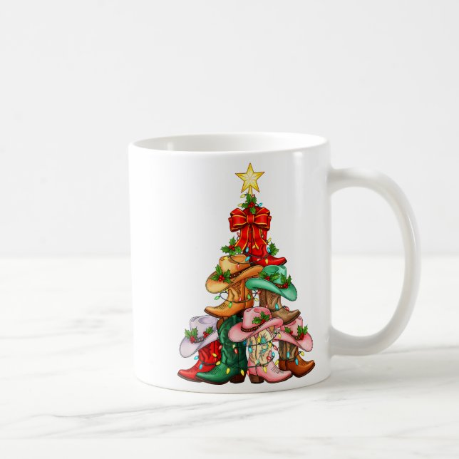 Howdy Christmas Tree Western Cowgirl Boots Xmas Li Kaffeetasse (Rechts)