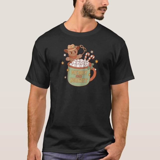 Howdy Christmas Western Merry Bright Gingrbread Re T-Shirt (Vorderseite)