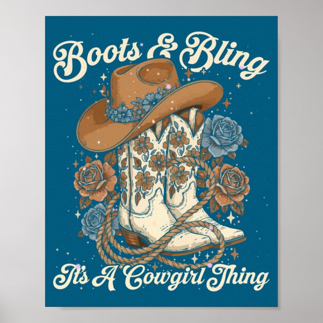 Howdy Country Rodeo Boots &amp; Bling Its A Cowgir Poster (Vorne)