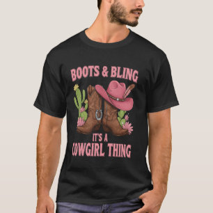 Howdy Country Rodeo Girl Western Stiefel & Glamour T-Shirt