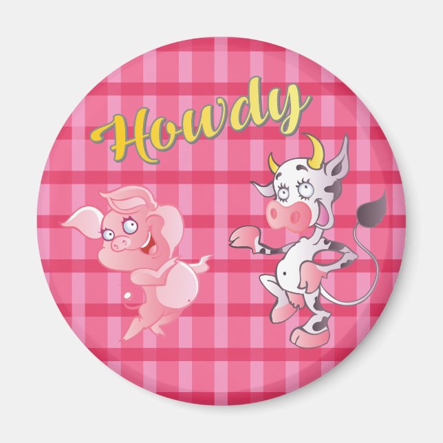 Howdy Cow N' Pig Standard Magnet (Vorne)