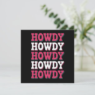 Howdy Cow Western Country Vintag Cowgirl Feiertagskarte