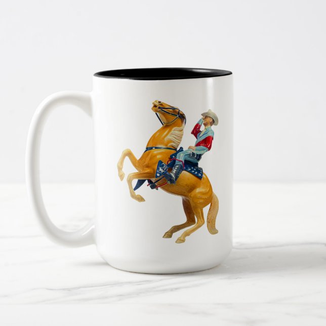 Howdy Cowboy auf einem Pferd Zweifarbige Tasse (Links)