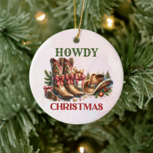 Howdy Cowboy Boots Weihnachtsgebäck Party Keramik Ornament