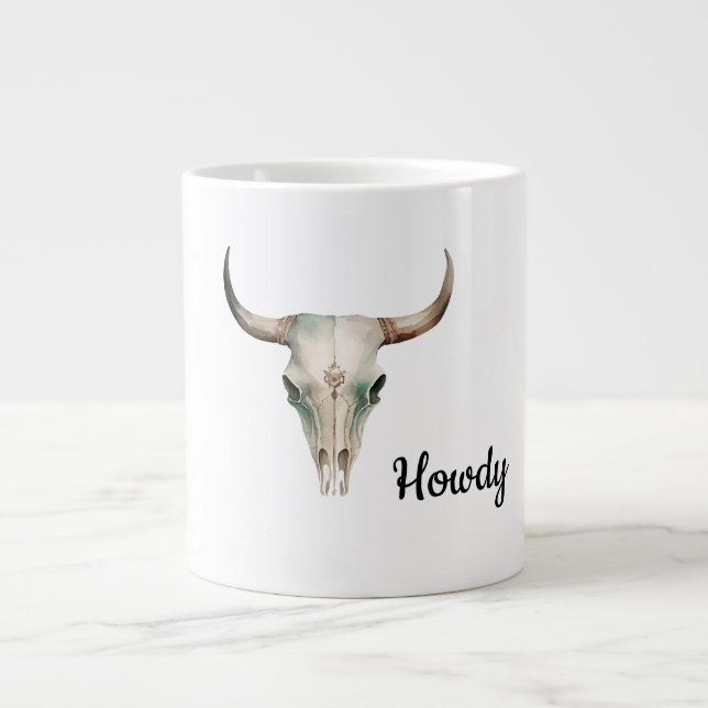 Howdy Cowboy Bullhorns Jumbo-Tasse (Vorderseite)