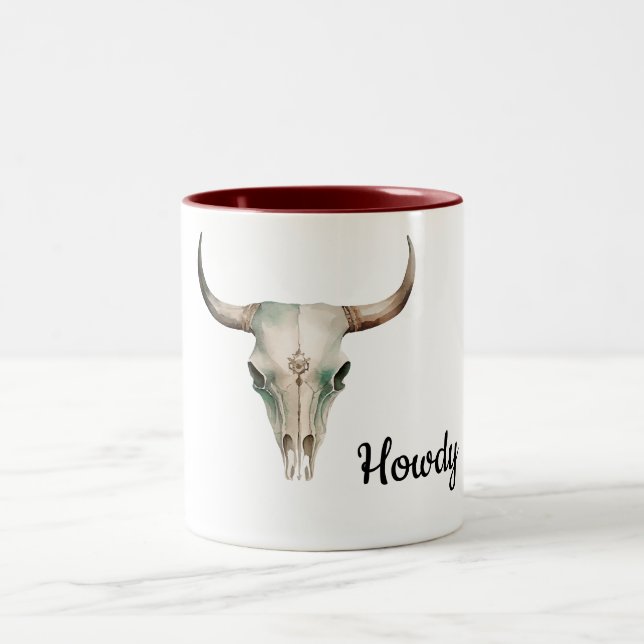 Howdy Cowboy Bullhorns Zweifarbige Tasse (Mittel)