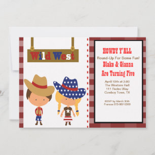 HOWDY!Cowboy & Cowgirl Einladung zum Geburtstag