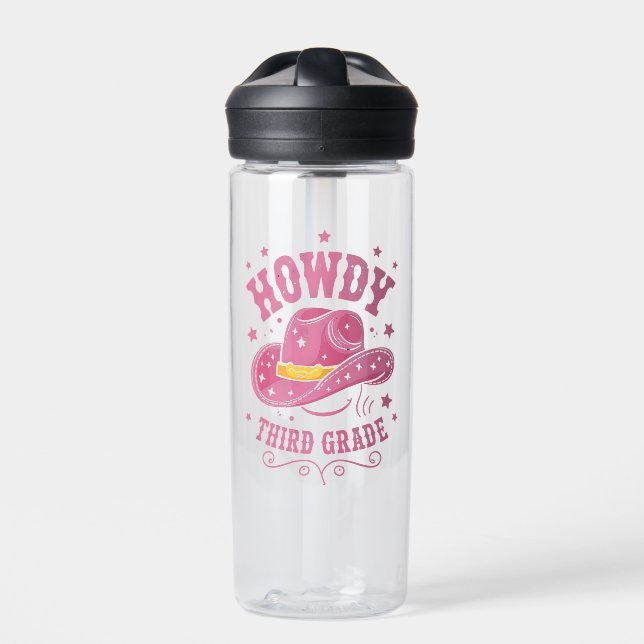 Howdy Cowboy Cowgirl zurück zur Schule Trinkflasche (Vorderseite)