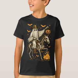 Howdy Cowboy Ghost Pumpkin Riding Skeleton Pferd H T-Shirt