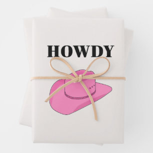 Howdy Cowboy Hat Pink Geschenkpapier Set