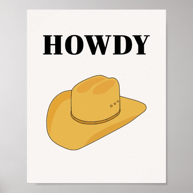 Howdy Cowboy Hat Yellow Poster (Vorne)