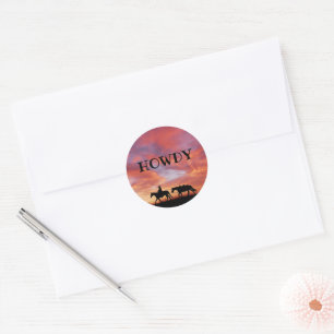 Howdy Cowboy Horse Western Sky Runder Aufkleber