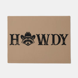 Howdy Cowboy Raccoon Western Funny Welcome Mat Fußmatte