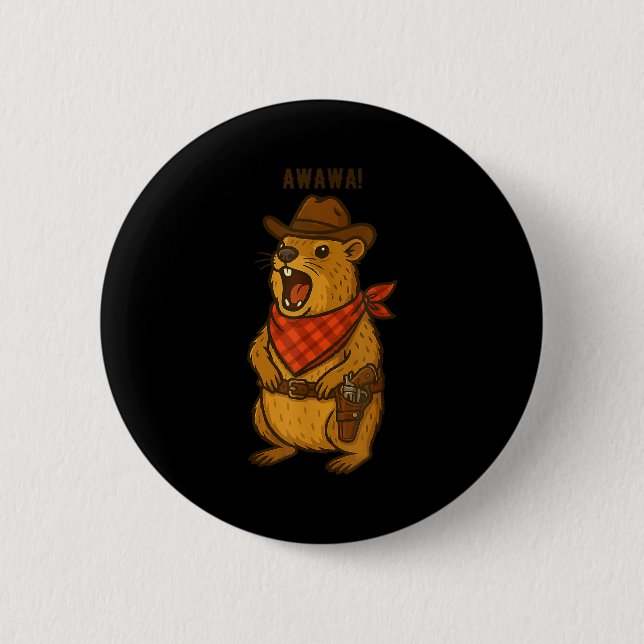 Howdy Cowboy Rock Hyrax Awawa Western Funny _1  Button (Vorderseite)