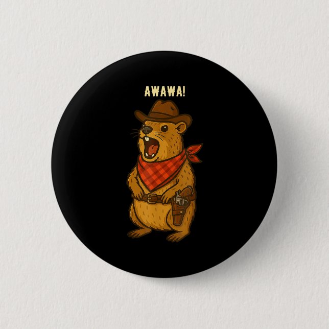 Howdy Cowboy Rock Hyrax Awawa Western Funny _2  Button (Vorderseite)