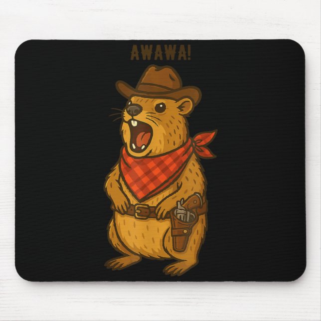 Howdy Cowboy Rock Hyrax Awawa Western Funny _2  Mousepad (Vorne)