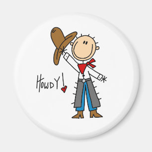 Howdy! Cowboy Strichmännchen Magnet