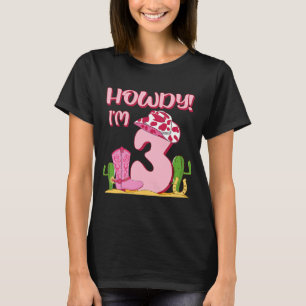 Howdy Cowgirl 3 Geburtstag Western Country Souther T-Shirt
