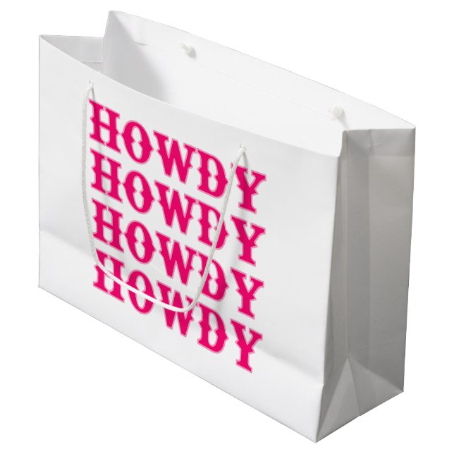 Howdy Cowgirl Disco Last Rodeo Große Geschenktüte (Vorderseite Schrägansicht)