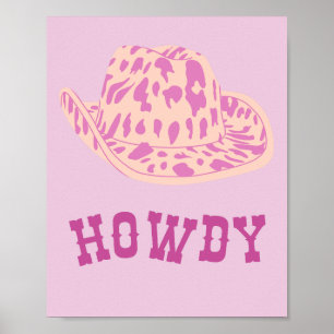 Howdy Cowgirl-Hut Poster