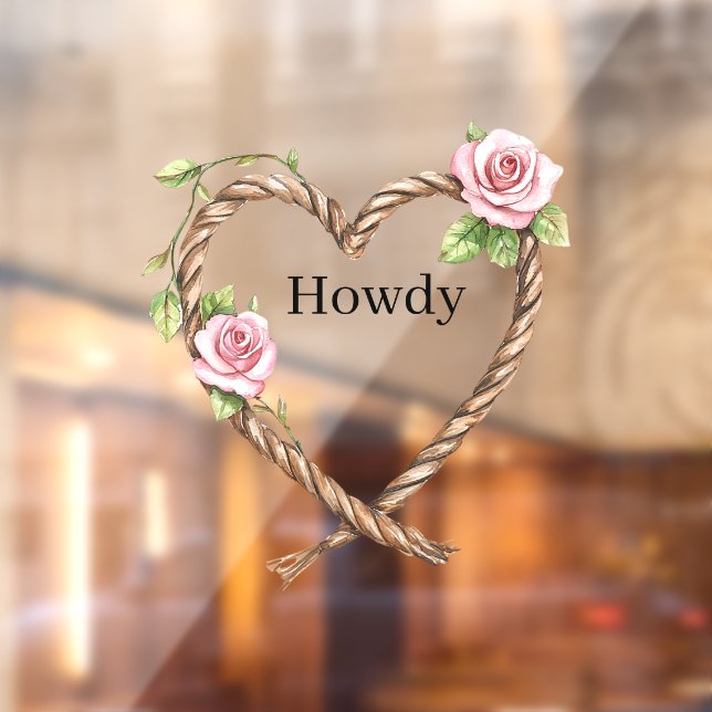 Howdy Cowgirl Pink Floral Rope Heart Fensteraufkleber (Blatt 2)