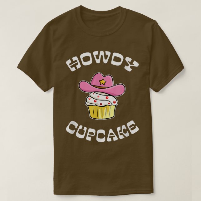 Howdy Cupcake Niedlich Pink Country Cowgirl Cupcak T-Shirt (Design vorne)