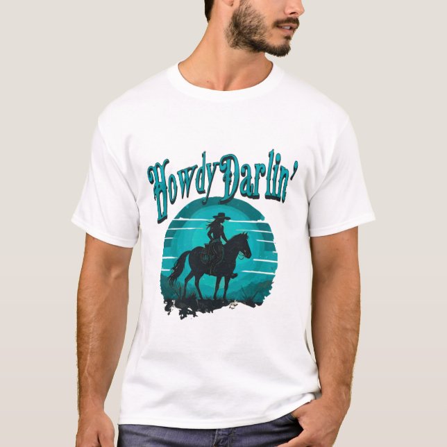 Howdy Darlin’ Western T - Shirt - Retro Cowgirl Su (Vorderseite)
