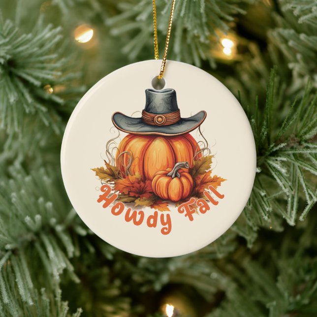 Howdy Fall - Rustikale Herbstwoben Keramik Ornament (Baum)
