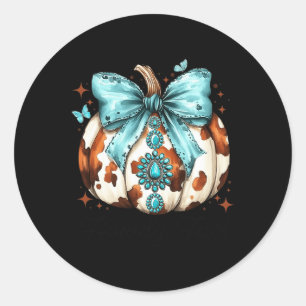 Howdy Fall Western Pumpkin Halloween Cowhide Pumpk Runder Aufkleber