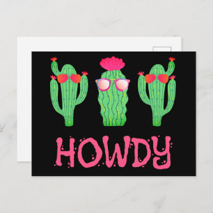Howdy Funny Western Cactus Cartoon Characters Postkarte