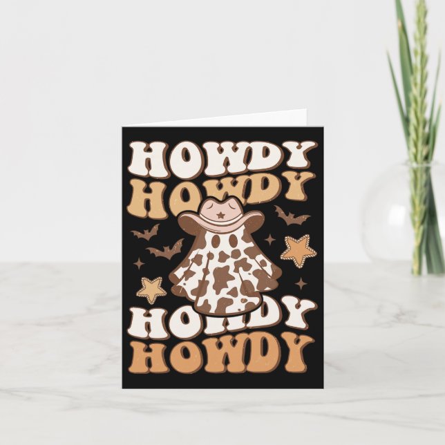 Howdy Ghost Cowboy Hat Ts Rodeo Western Halloween Karte (Vorderseite)