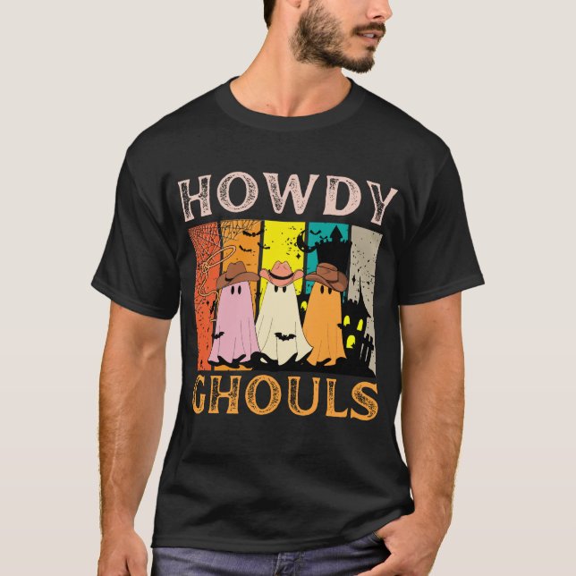 Howdy Ghouls Retro Vintag Cowboy halloween T-Shirt (Vorderseite)