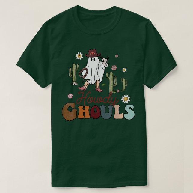Howdy Ghouls, Spooky Ghost, Lady Ghost Cowboy, Hal T-Shirt (Design vorne)