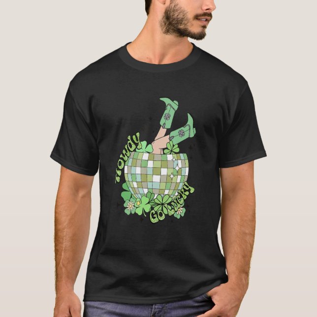 Howdy Go Lucky Disco Ball Shamrock Irish St.Patric T-Shirt (Vorderseite)