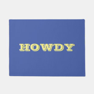 "Howdy"-Gruß oder Name, Blau & Gelb Fußmatte