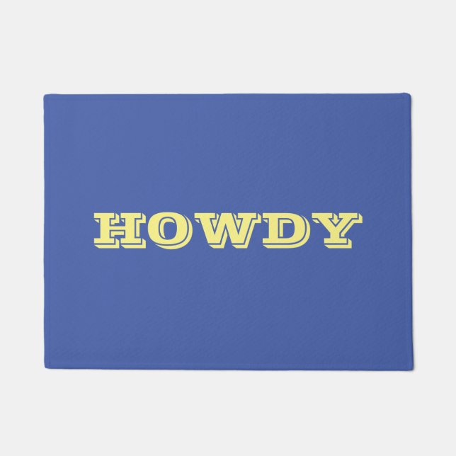 "Howdy"-Gruß oder Name, Blau & Gelb Fußmatte (Vorderseite)
