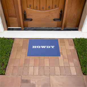 "Howdy" Gruß oder Name, Blau und Weiß Doormat Fußmatte