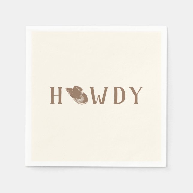 Howdy Hat My First Rodeo Birthday Neutral Party Serviette (Vorderseite)