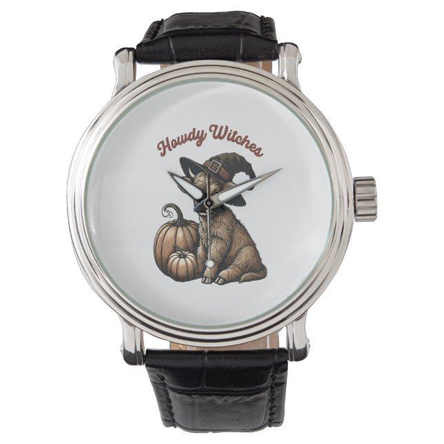 Howdy Hexen Halloween Highland Kuh Armbanduhr (Vorderseite)